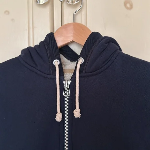 Abercrombie & Fitch Navy Sherpa Lined Hooded Jacket with Zipper XL